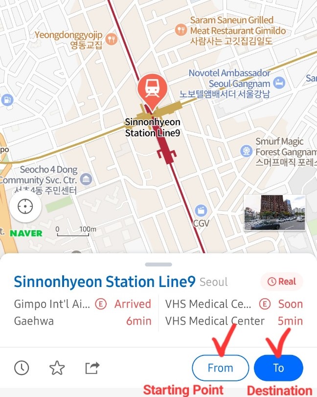 How to get transportation information on Naver Map